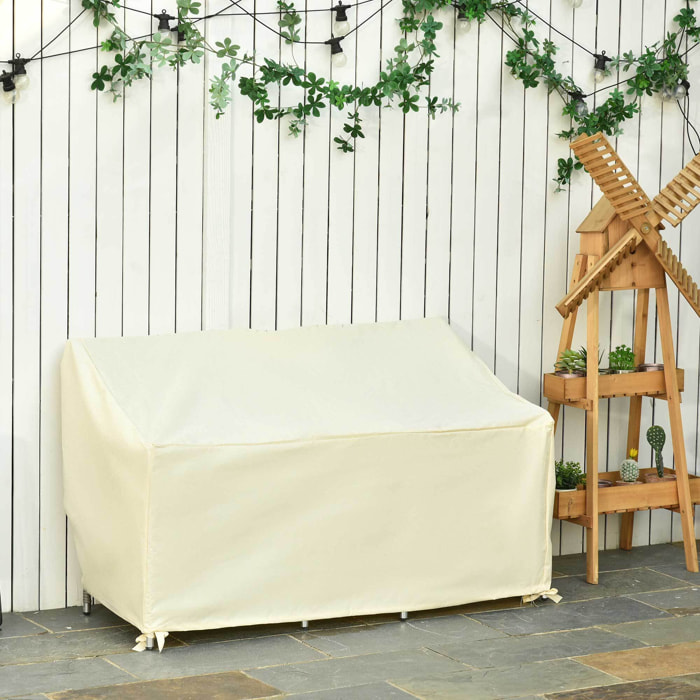 Funda Protectora para Banco de 2 Plazas 140x84x56/94 cm Cubierta de Muebles Exterior Tela Oxford 600D con Recubrimiento Impermeable para Jardín Patio Terraza Crema