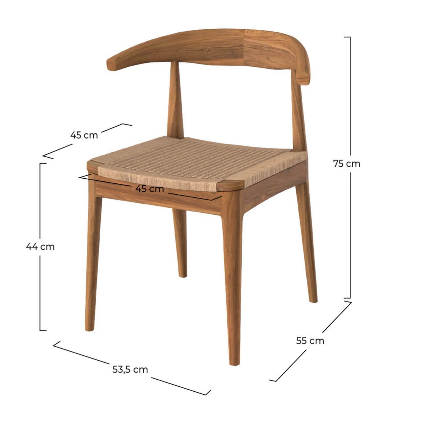 Chaise Java en bois de teck et cordage type loom