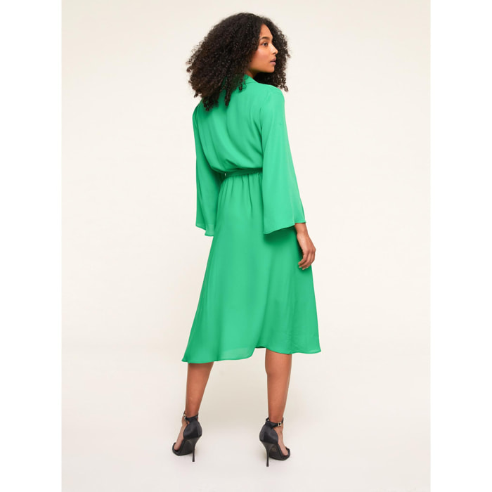 Motivi - Vestido midi con cinturón - Verde