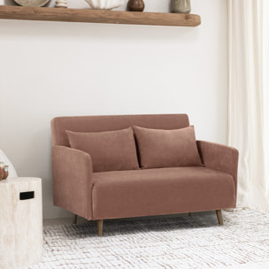 Belushi - Canapé convertible 2 places en tissu chenille L120cm - Terracotta