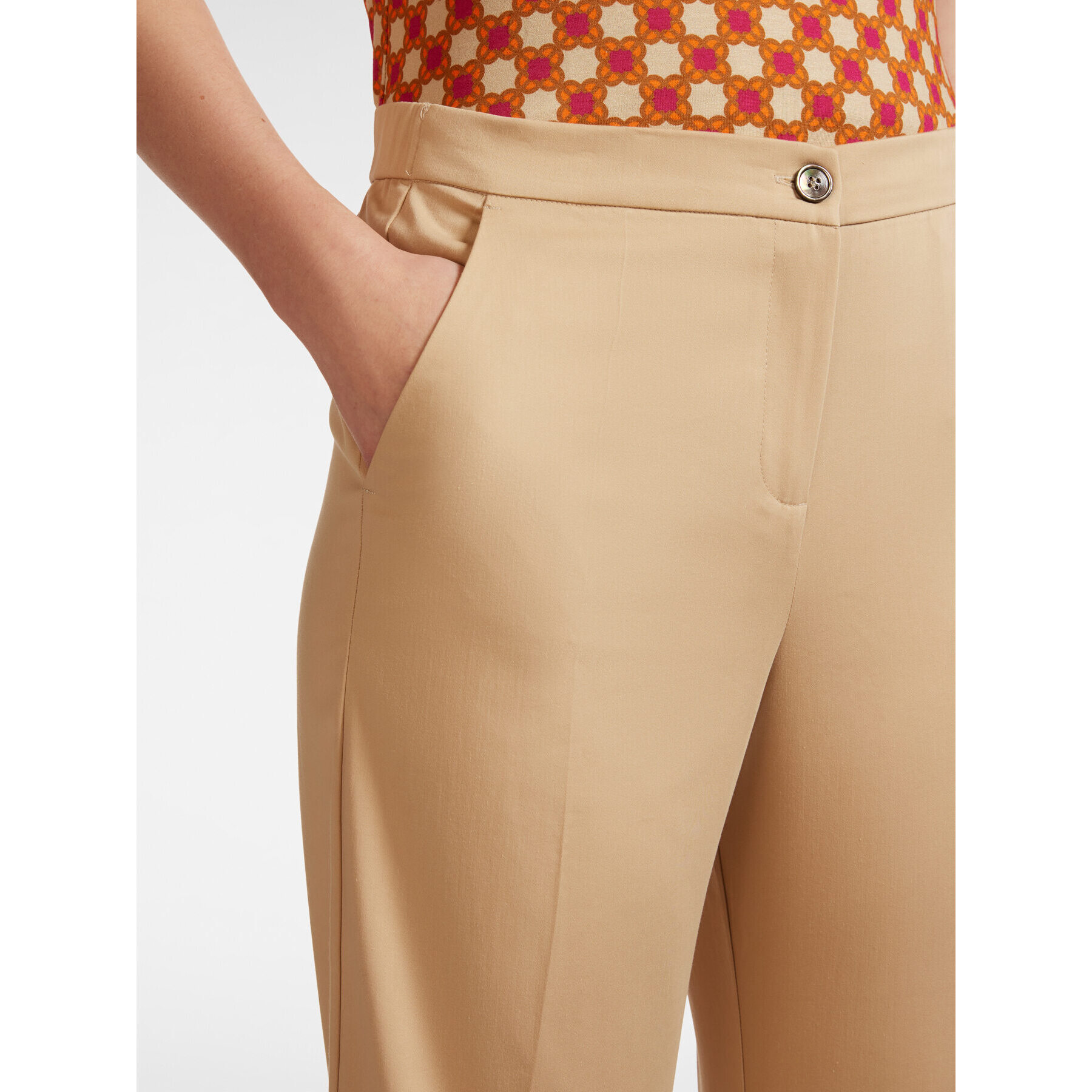 Elena Mirò - Pantalón cropped con puños - Beige