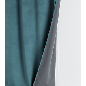 Rideau isolant et occultant en velours doublé polaire - Bleu Paon