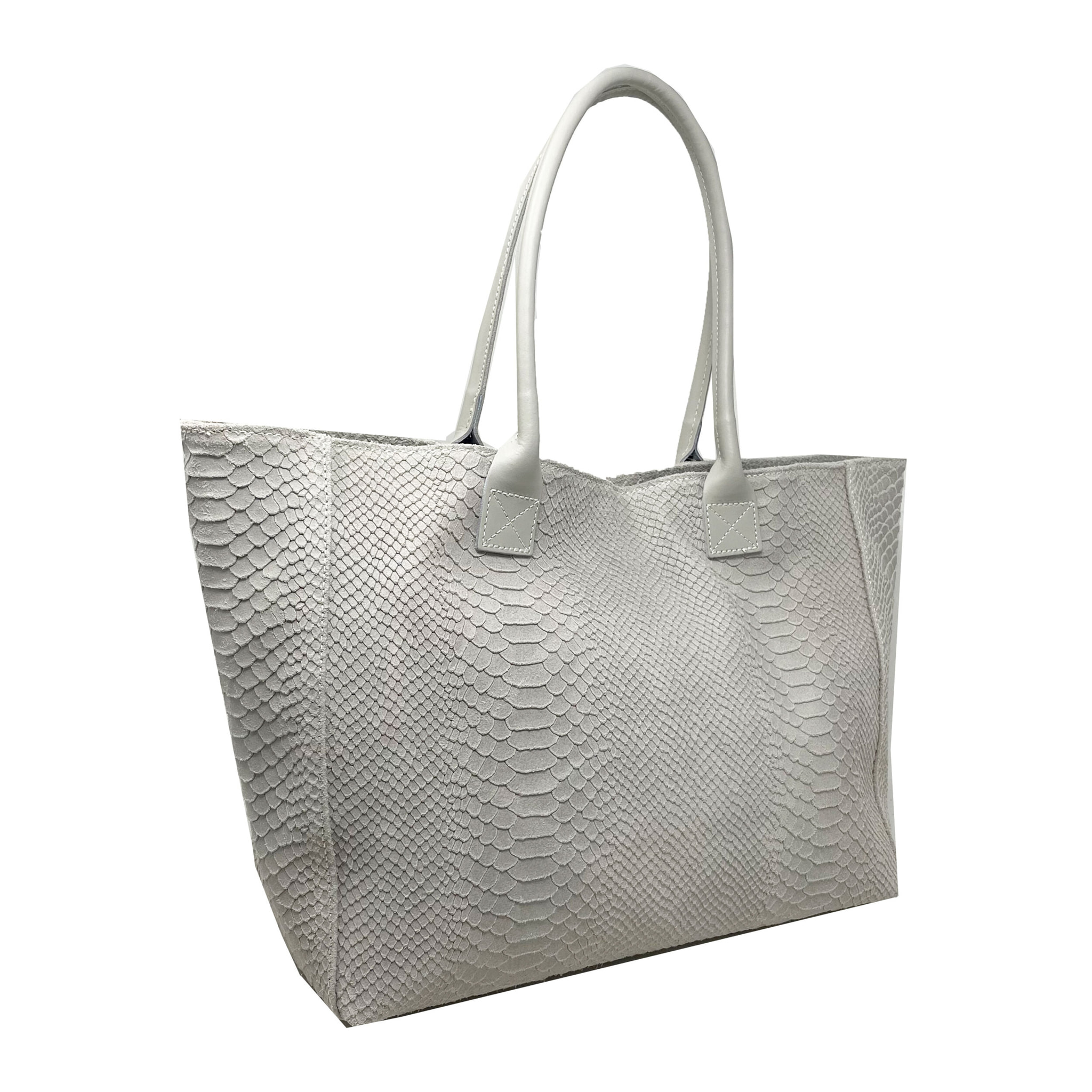 Chicca Borse - Borsa a Spalla Donna in Vera Pelle - Colore Pitonato Beige