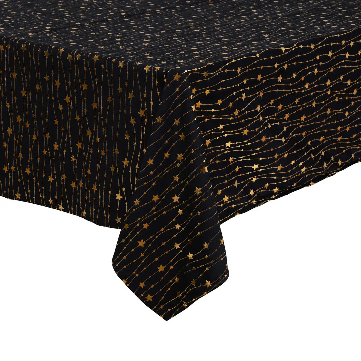 Nappe velours motif étoiles 140x360cm noir