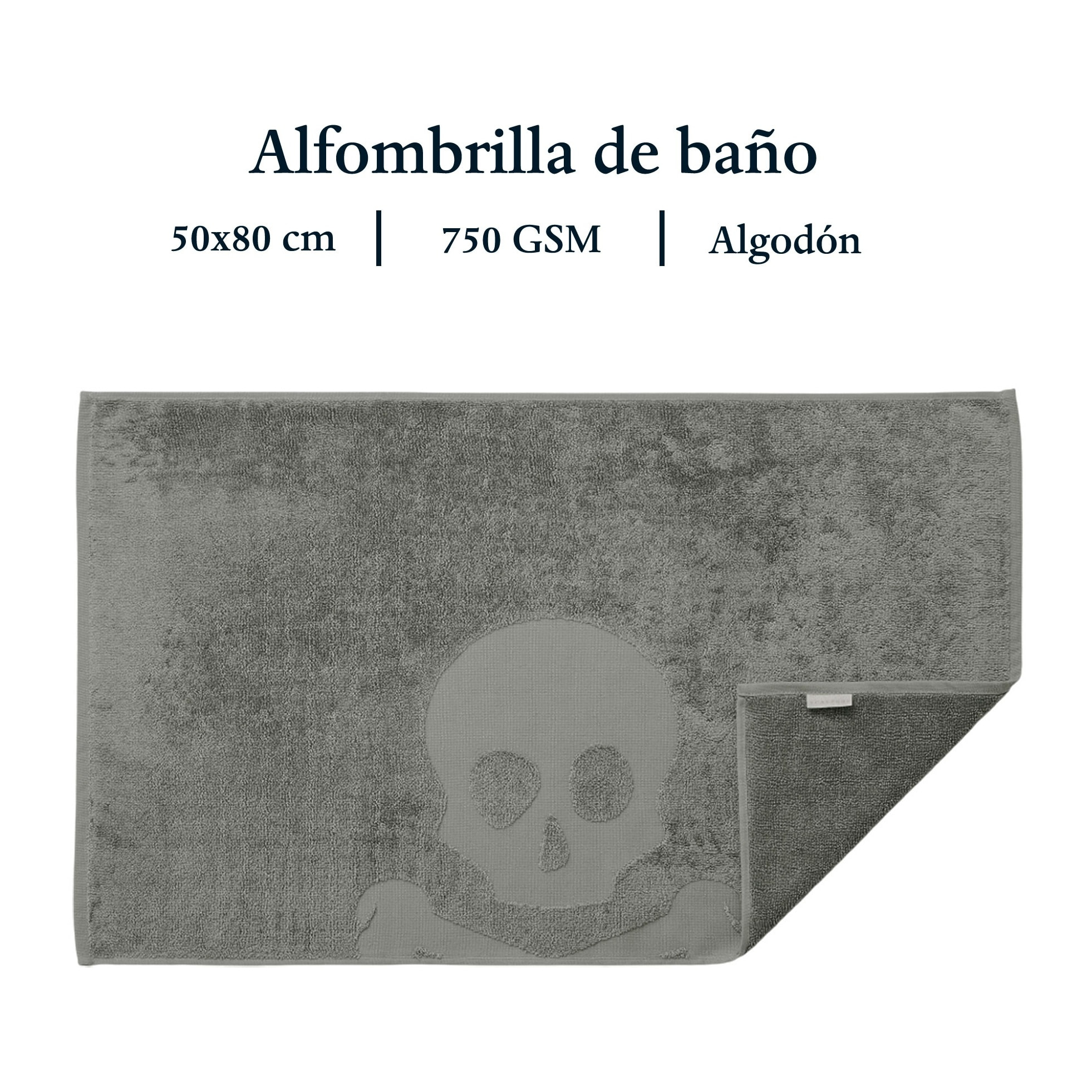 Alfombra de baño calavera 50x80cm 100% algodón 750gsm verde scalpers home
