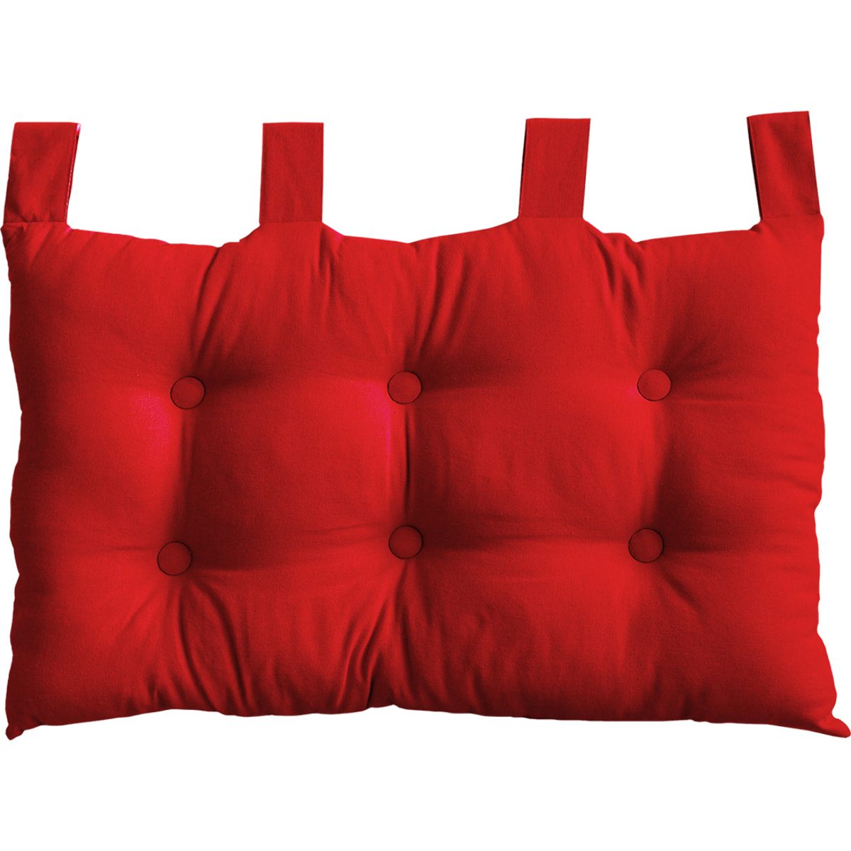 Coussin tête de lit en coton et pattes boutonnées - Rouge