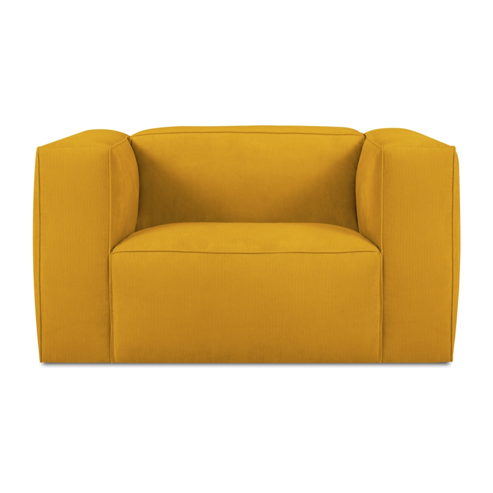 Fauteuil "Muse" en velours côtelé jaune