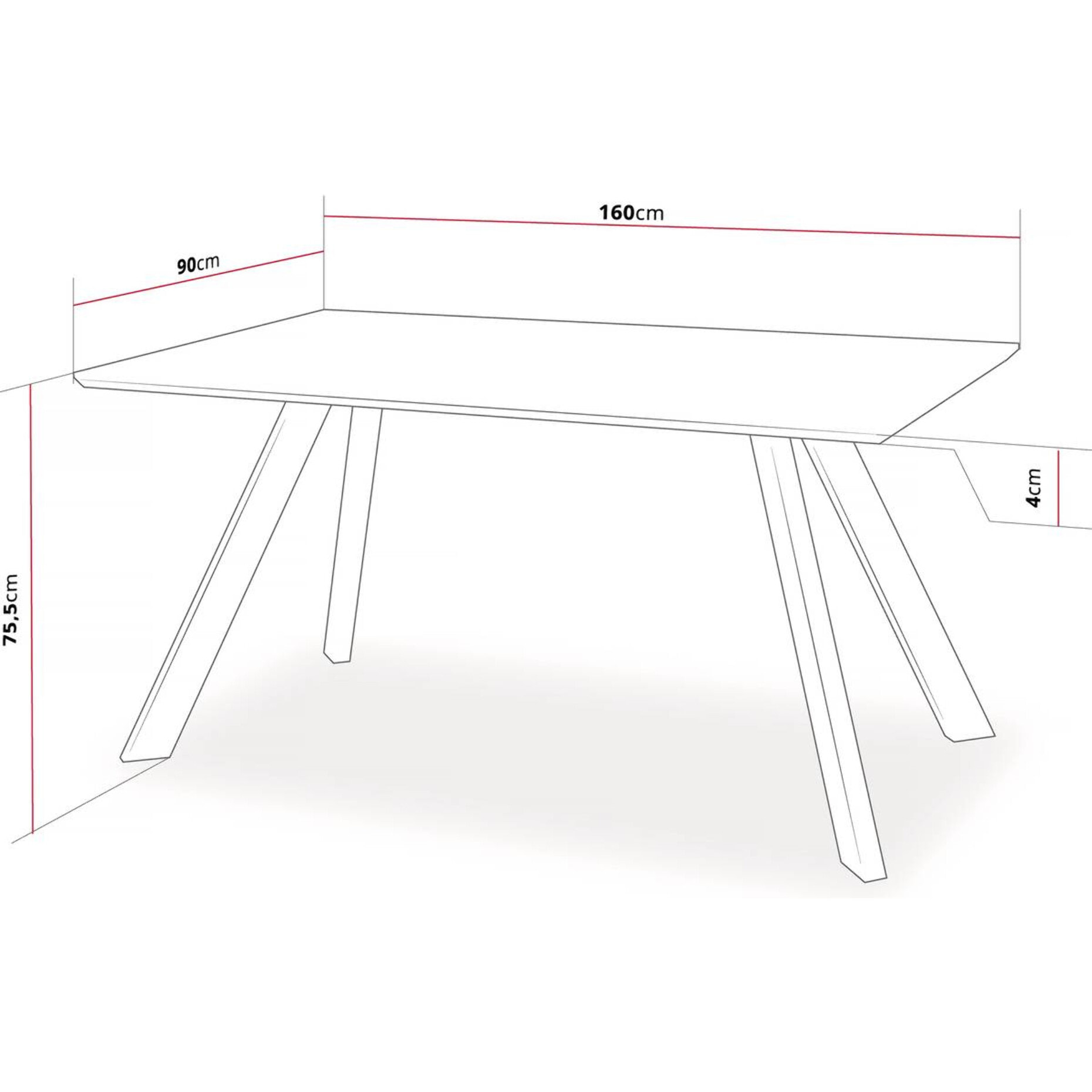 Table repas "Manhattan" Chêne / Noir - 160 x 90 x 75,5 cm