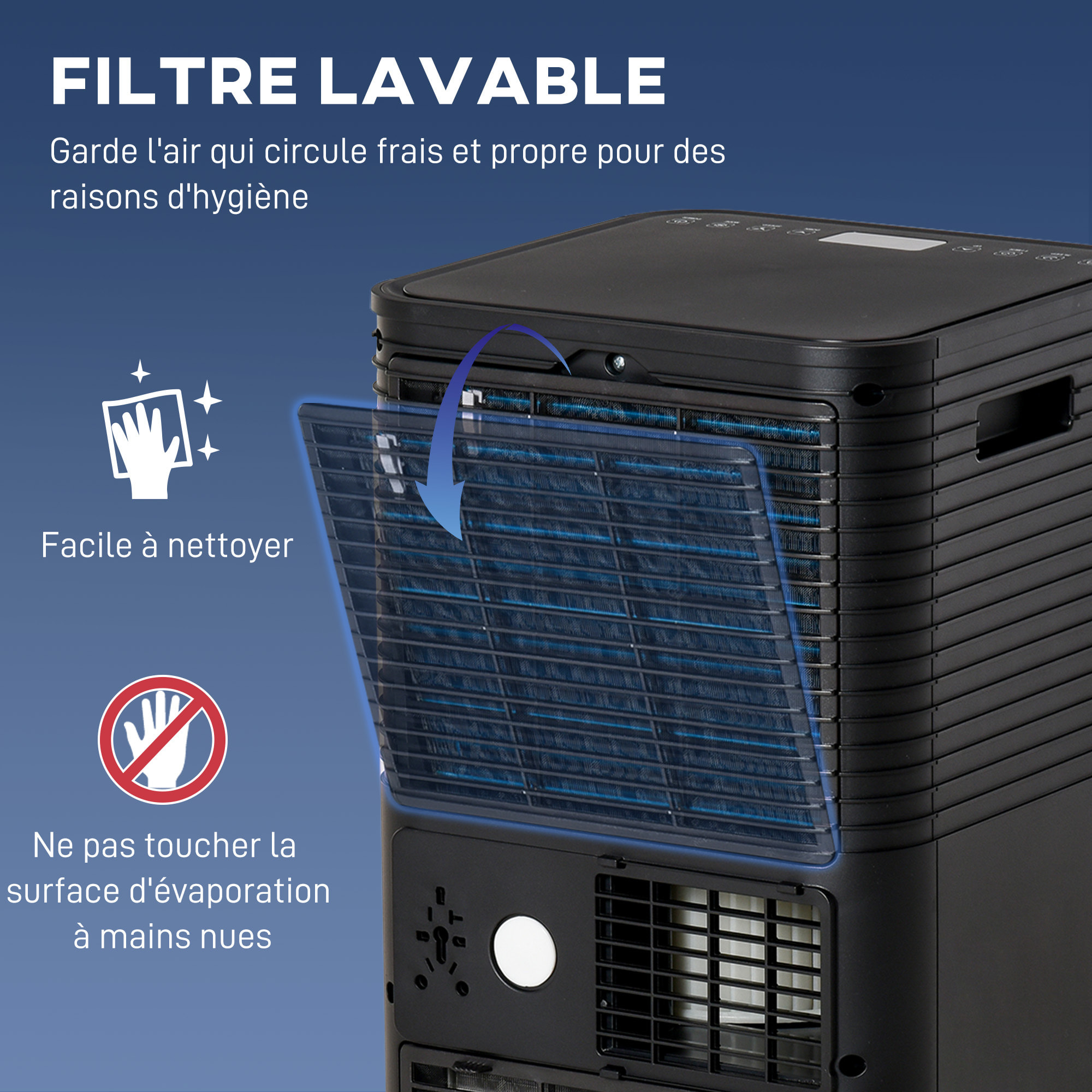 Climatiseur déshumidificateur ventilateur 3 en 1 mobile - 7000 BTU  - télécommande kit installation inclus - noir