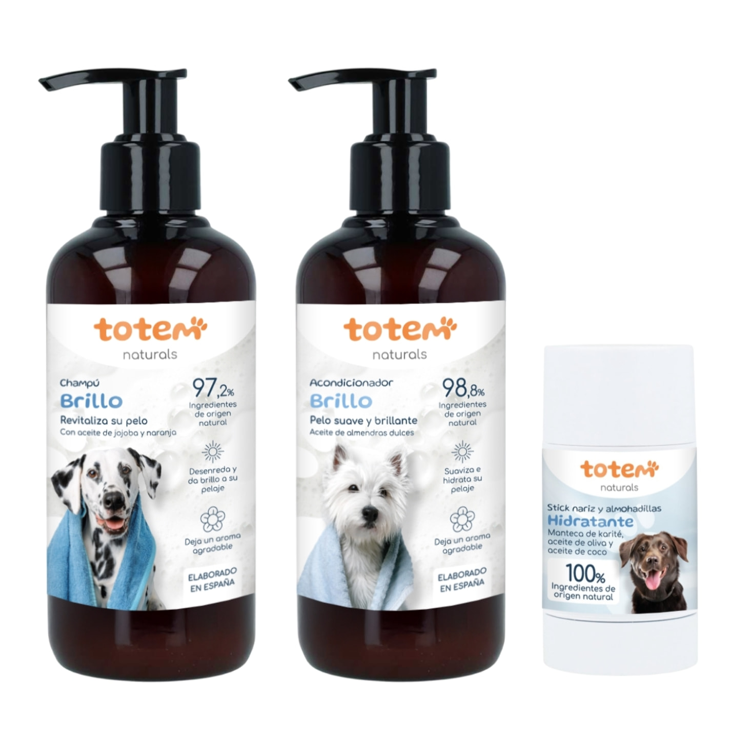 Totem Naturals | Pack Suavidad e Hidratación: Stick Nariz y Almohadillas 30 g + Champú 250 ml + Acondicionador 250 ml Natural