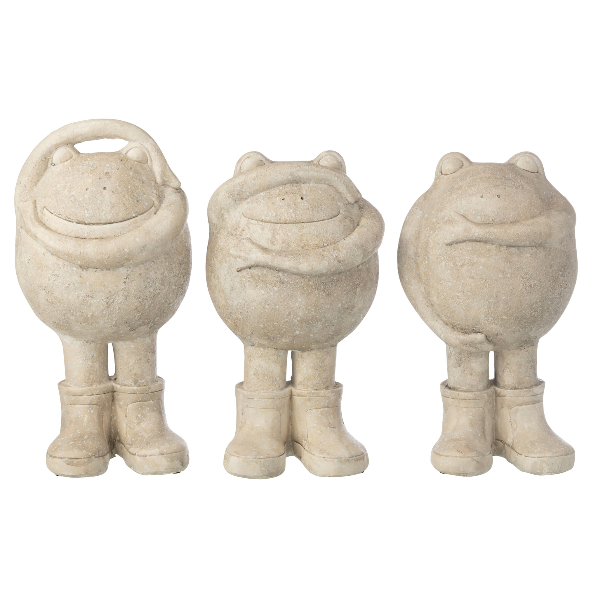 J-Line Grenouille Voir/Entendre/Parler - polyrésine - beige - large - 3 pièces