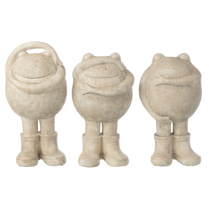 J-Line Grenouille Voir/Entendre/Parler - polyrésine - beige - large - 3 pièces