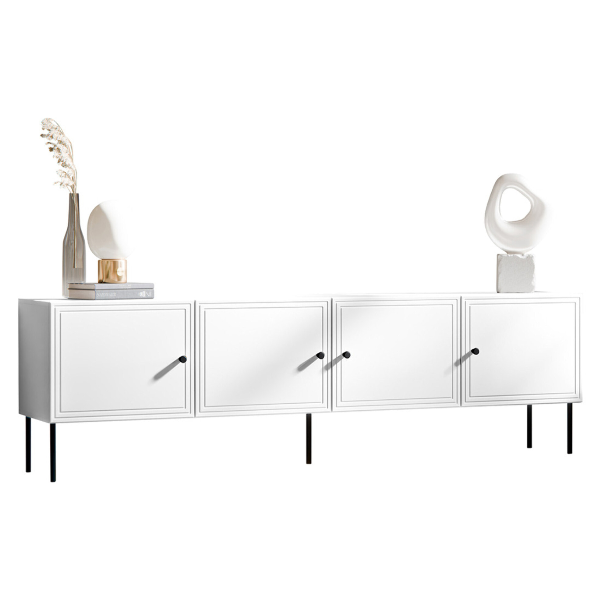 Lavaggi - meuble tv - 4 portes - 200 cm - Blanc