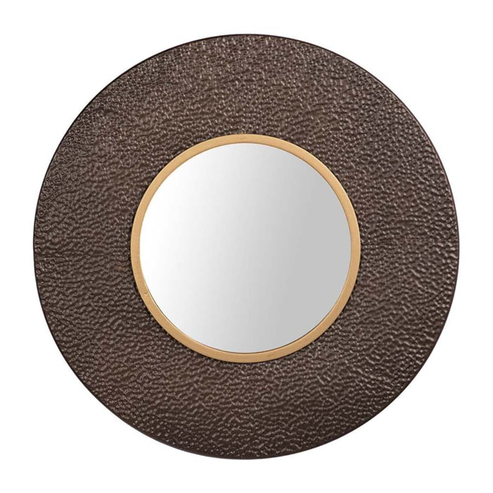 Espejo Metal Redondo Marron Dorado 45x8x45 Cm