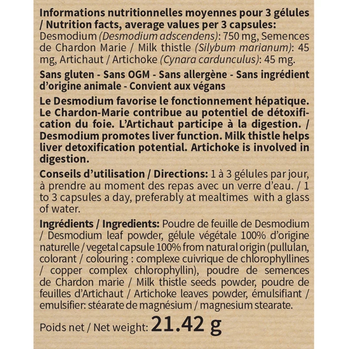 NUTRIEXPERT - Desmodium Synergisé - Contribue à la détoxification du foie - Favorise le bien-être digestif - Favorise le fonctionnement hépatique - Lot de 2 produits