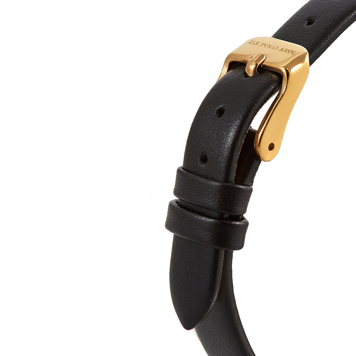 Orologio U.S. Polo Assn. in pelle nera