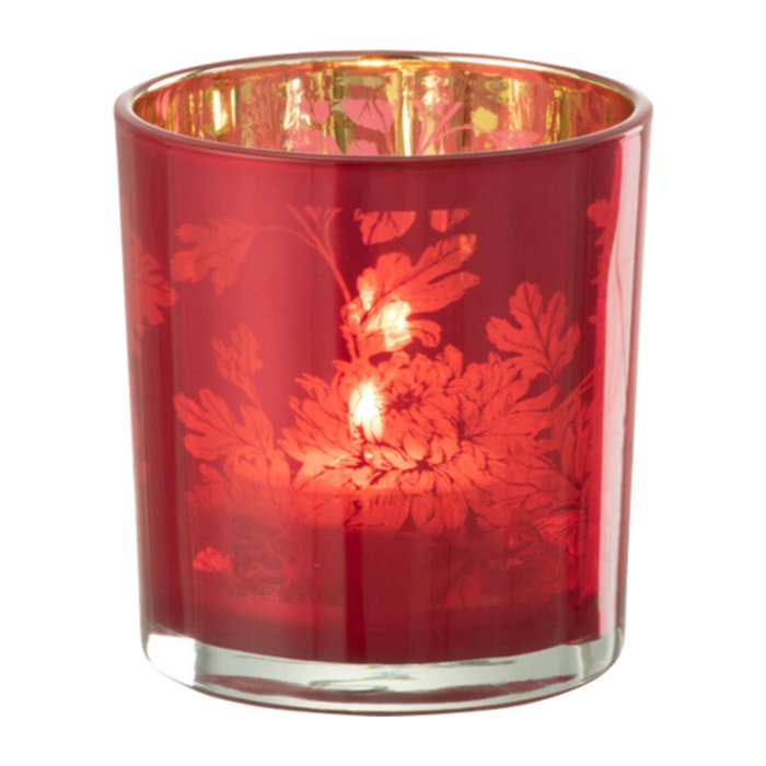 J-Line photophore Fleurs - verre - rouge - small - 6 pcs