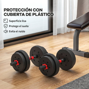 Juego de Mancuernas Ajustables, 2 en 1, 15kg, Juego de Pesas con Barra de Conexión y Mango Antideslizante, Pesas y Mancuernas para Hombres y Mujeres, Ejercicio de Fitness, Casa Gimnasio