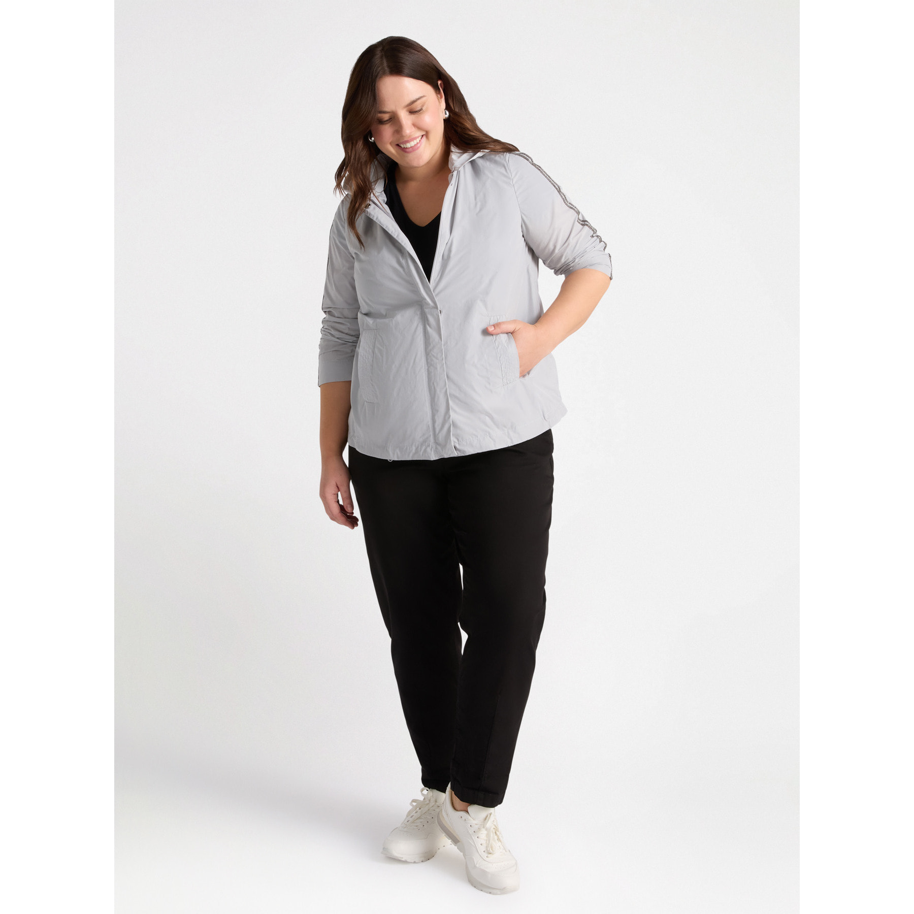 Fiorella Rubino - Parka impermeable con bordado - Gris