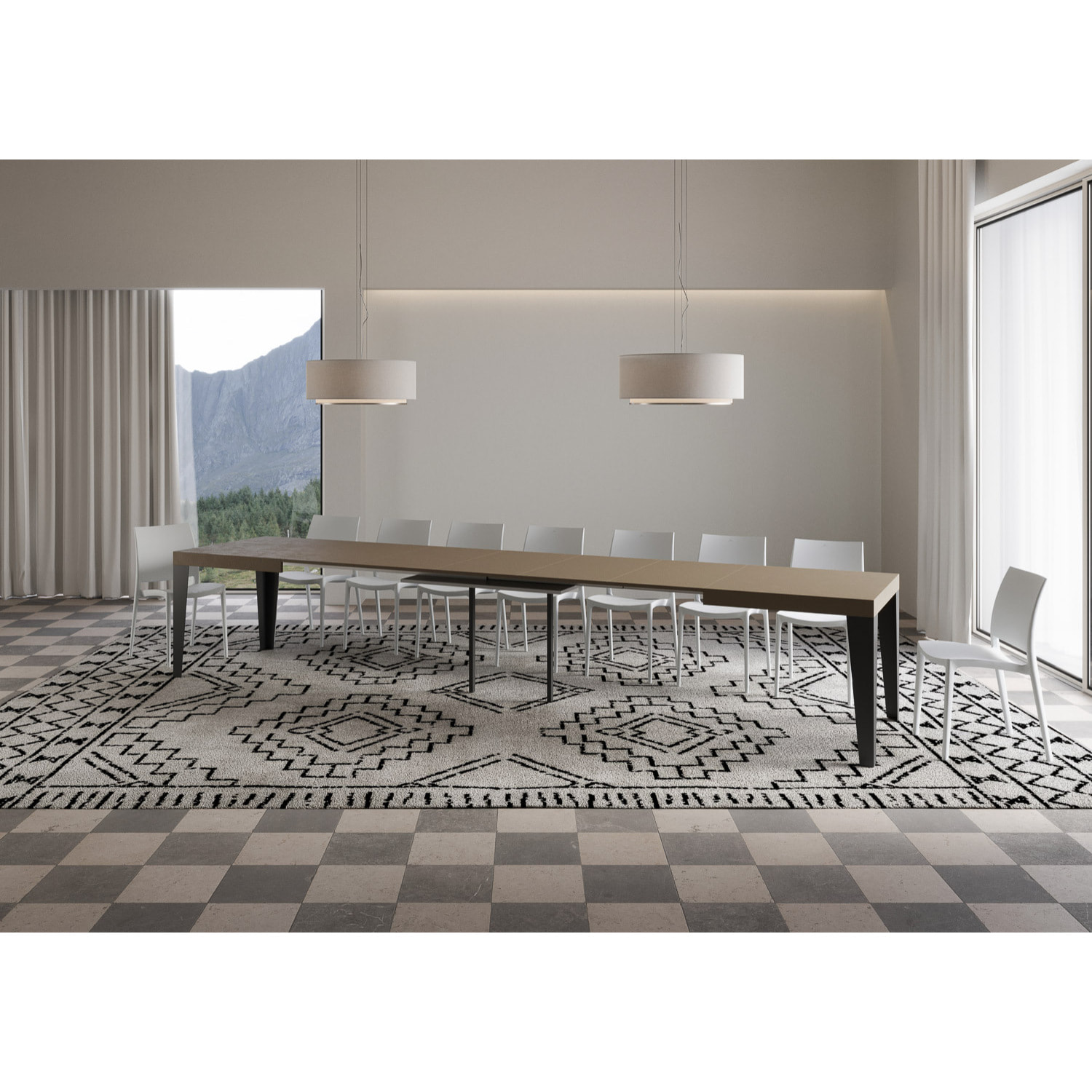 Mesa extensible 90x160/420 cm Flame gris paloma patas antracita