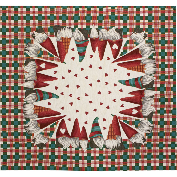 CENTROTAVOLA NATALIZIO JACQUARD GNOMI SCOTTISH FAMILY VERDE