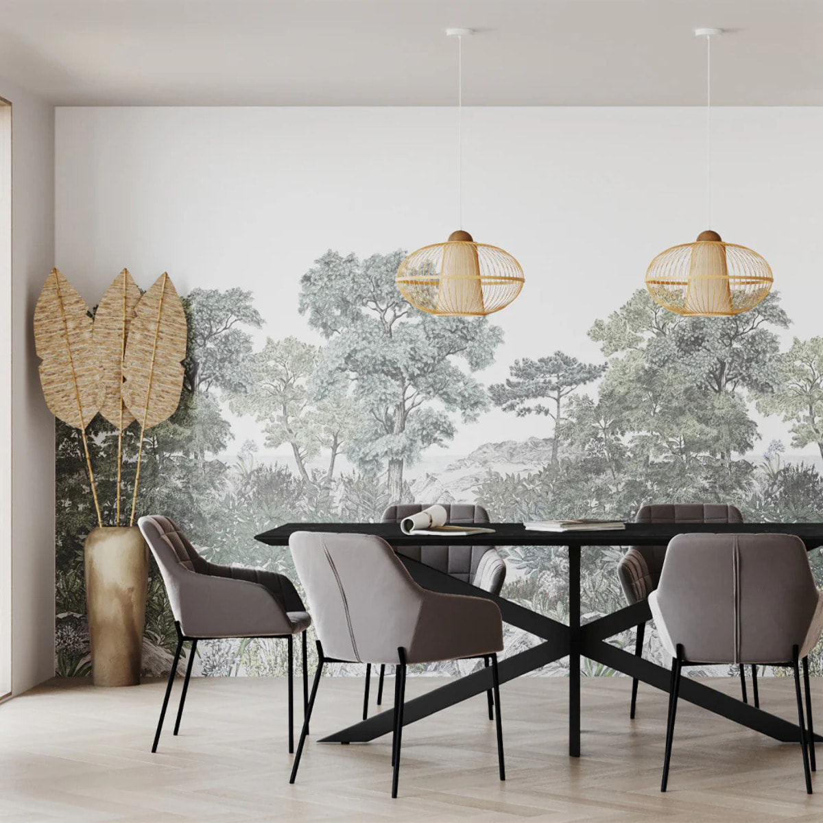 Lot de 3 palmes en jacinthe d'eau et bambou - Major