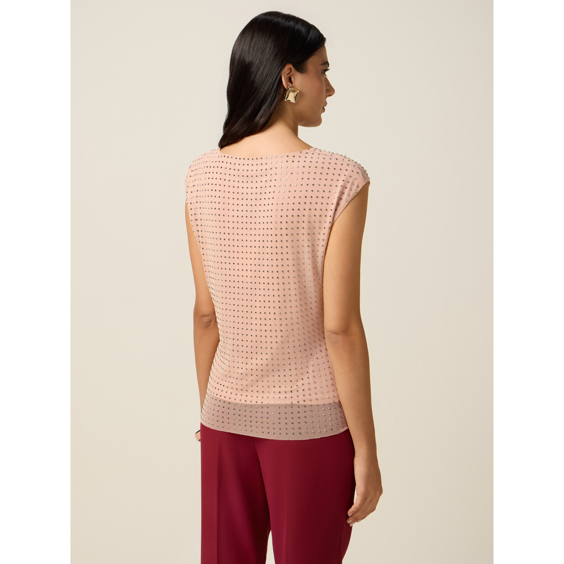 Oltre - Top in tulle borchiette - Rosa