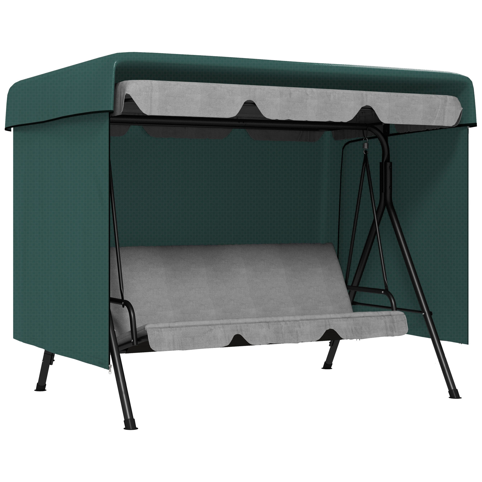 Outsunny Funda Balancín Jardín, Funda Columpio Jardín Exterior, Cubierta de Columpio con Cremallera, Impermeable, 215x155x150 cm, Verde