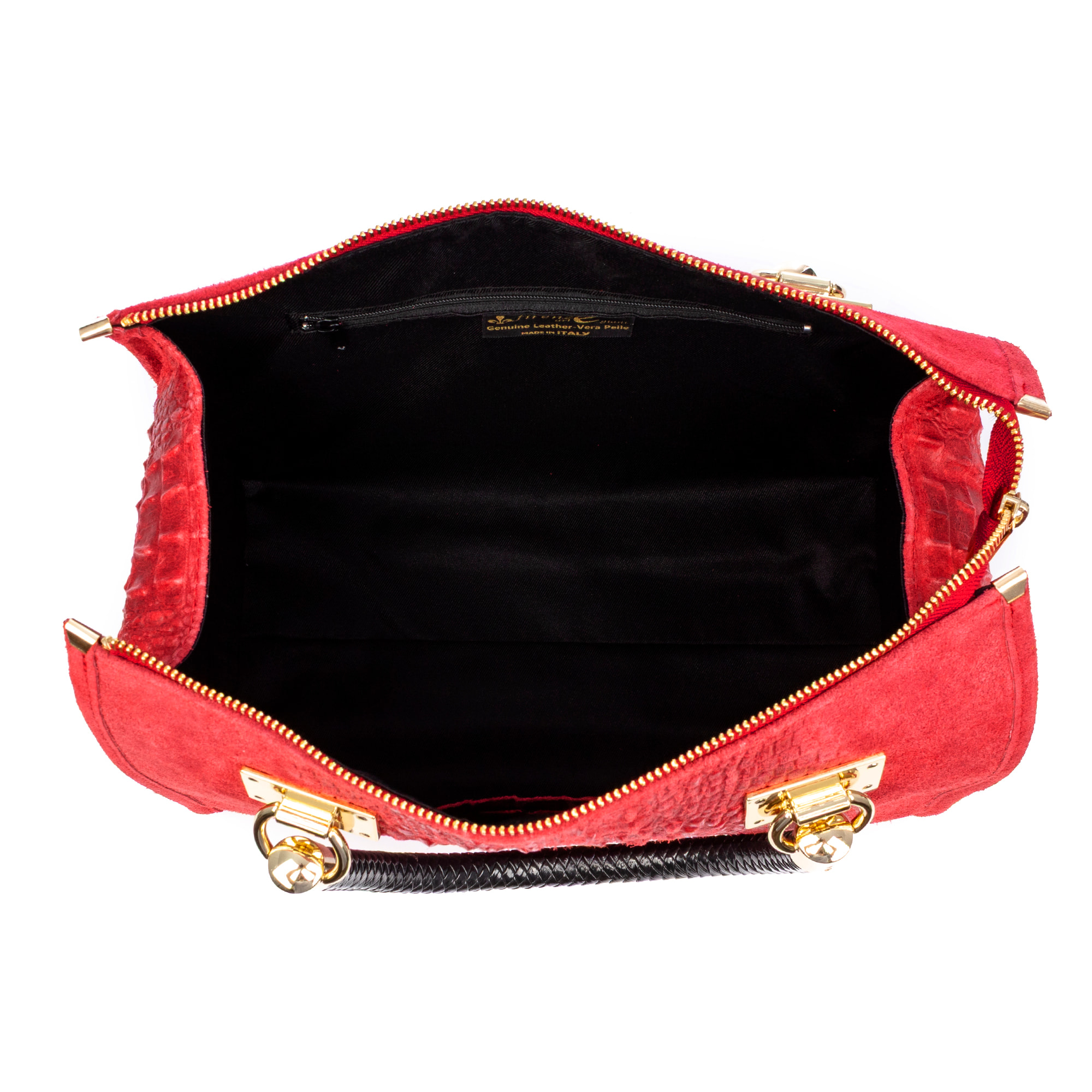 Anacapri Borsa tote Donna. Pelle autentica Camoscio Inciso Coccodrillo.