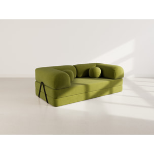 Nebula - Canapé 3 places convertible en velours texturé - Vert Kaki