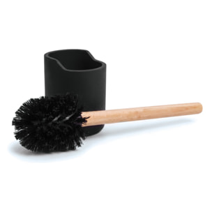 Brosse wc avec support Polyrésine & bois SYBELLA noir Spirella
