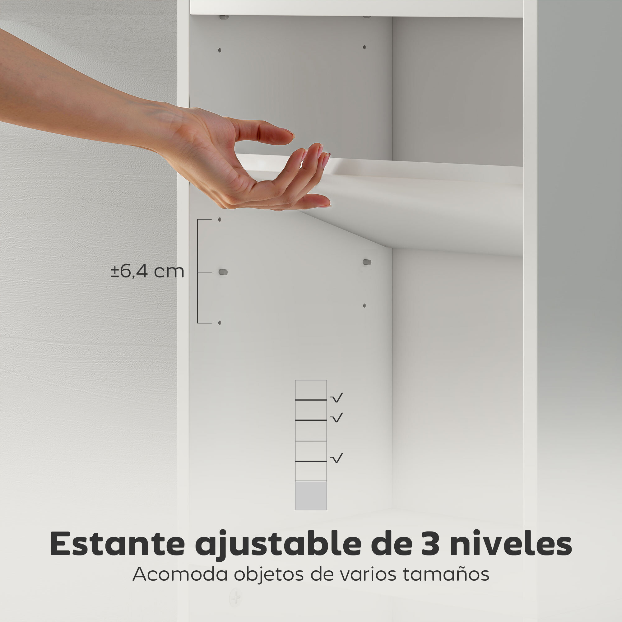 Librería de 6 Niveles, Estantería para Libros con Estantes Ajustables y Puerta, Estantería Moderna, 40x30x156 cm, para Salón, Dormitorio, Estudio, Oficina, Blanco