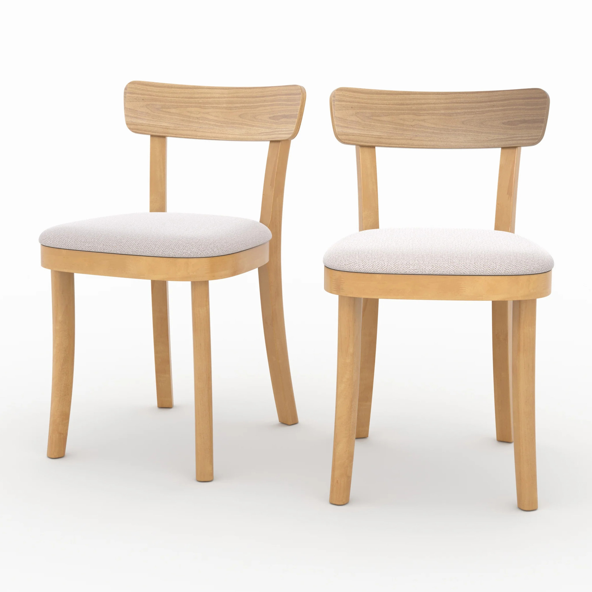 Lot de 2 chaises en bois et tissu beige - Keno