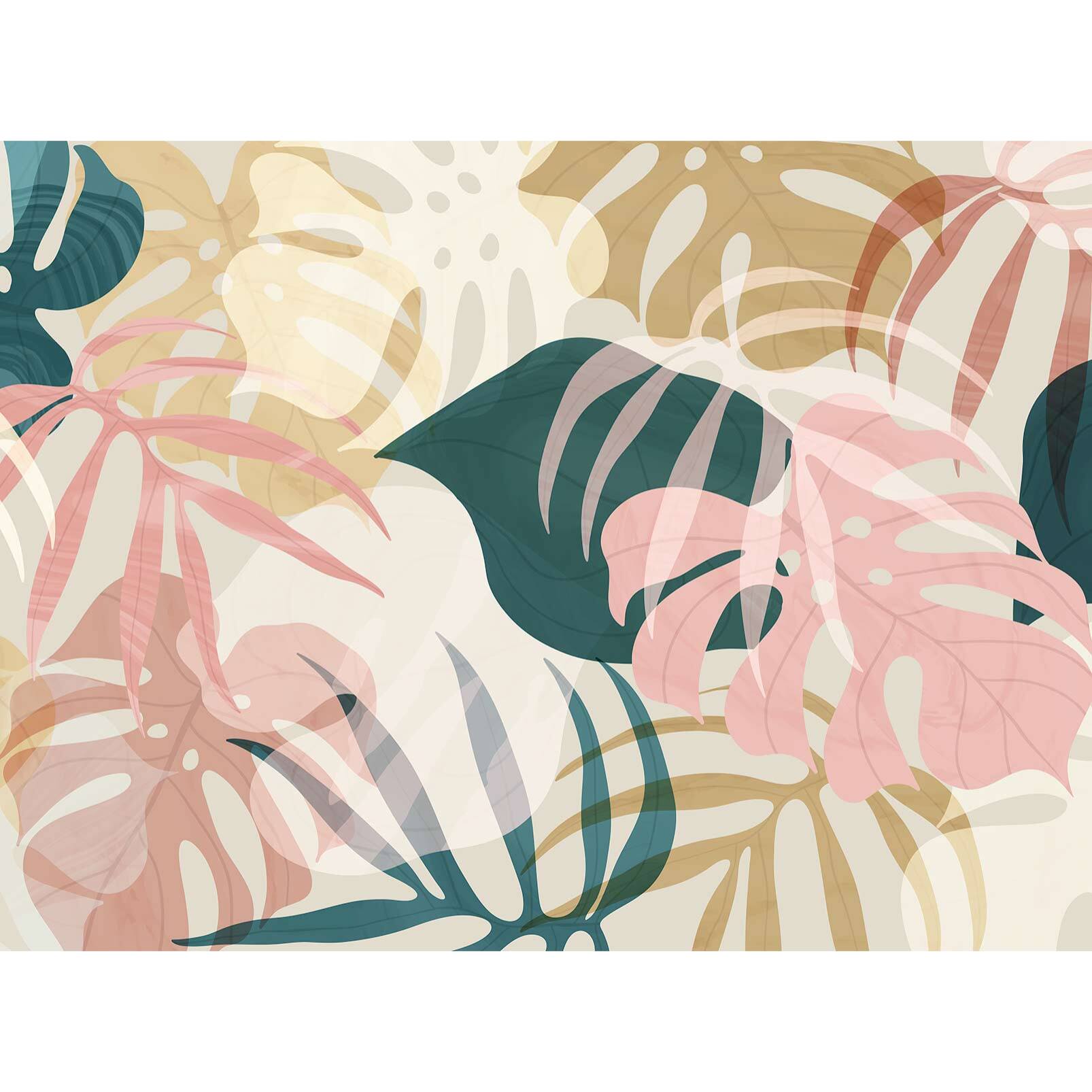 Papier peint feuillage pastel tropical doux et lumineux Intissé