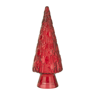 J-Line décoration Sapin de Noël Cône - verre - rouge - small