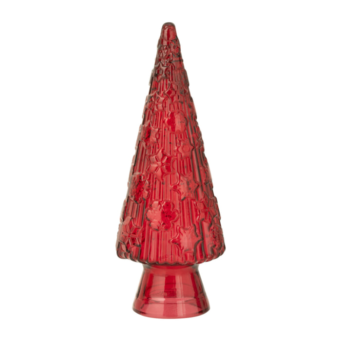 J-Line décoration Sapin de Noël Cône - verre - rouge - small
