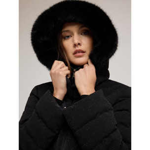 Motivi - Piumino pesante glitterato con cappuccio - Nero