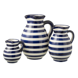 J-Line cruche Granada Stripes - céramique - blanc/bleu - large