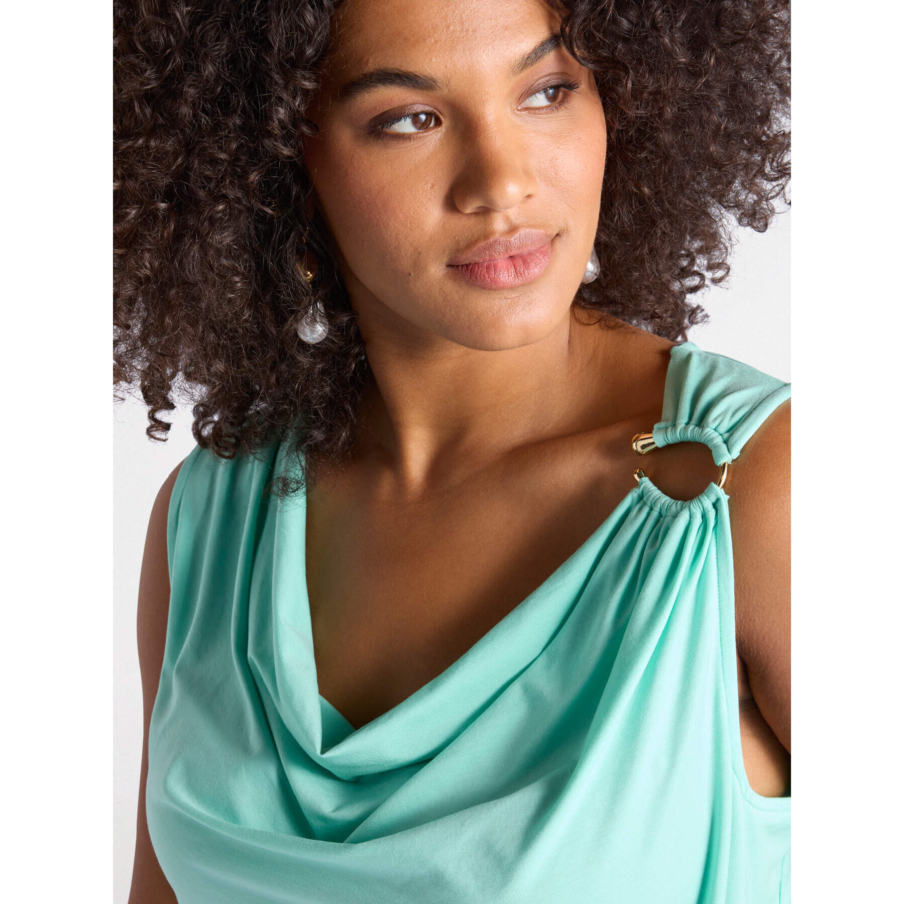 Fiorella Rubino - Top drapeado - Green Water