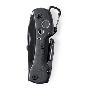 Coltello multiuso Komit con accessori in acciaio inossidabile e manico in alluminio. Con 13 funzioni.