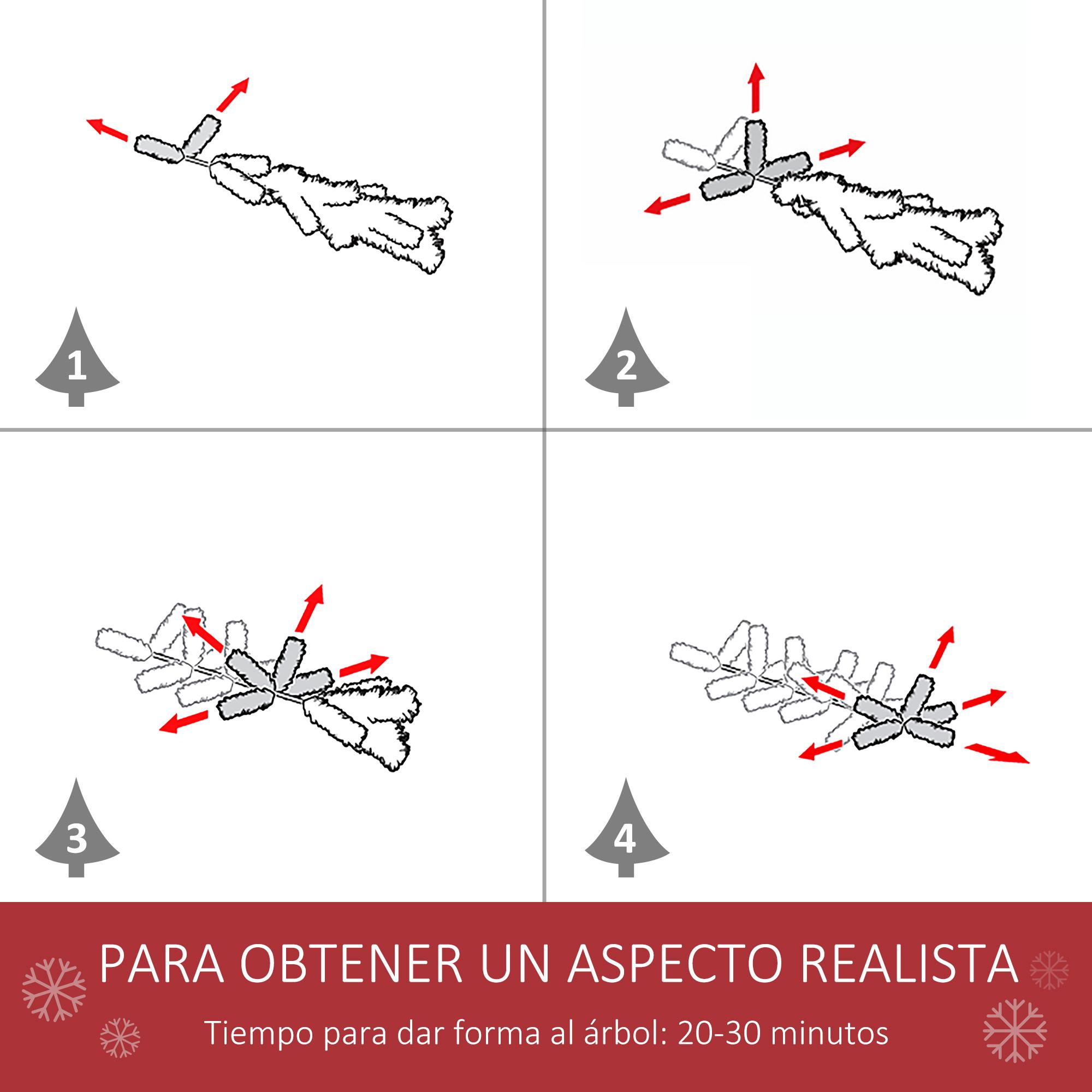 Árbol de Navidad Artificial Plegable 180 cm con Nieve Ignífugo con 618 Ramas 30 Bayas 34 Piñas Hojas de PVC Apertura Automática y Soporte Metálico Decoración Navideña para Interior Verde