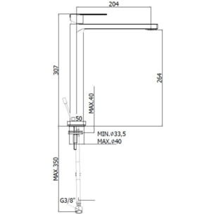 Set complet vasque à poser 61,5 x 36 cm noir mat + mitigeur haut XL assorti – salle de bain moderne B-Way (SATINF61536BKM-BWAY)