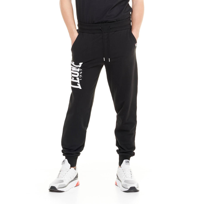 Pantaloni da uomo con logo grande in cotone non garzato Leone Basic