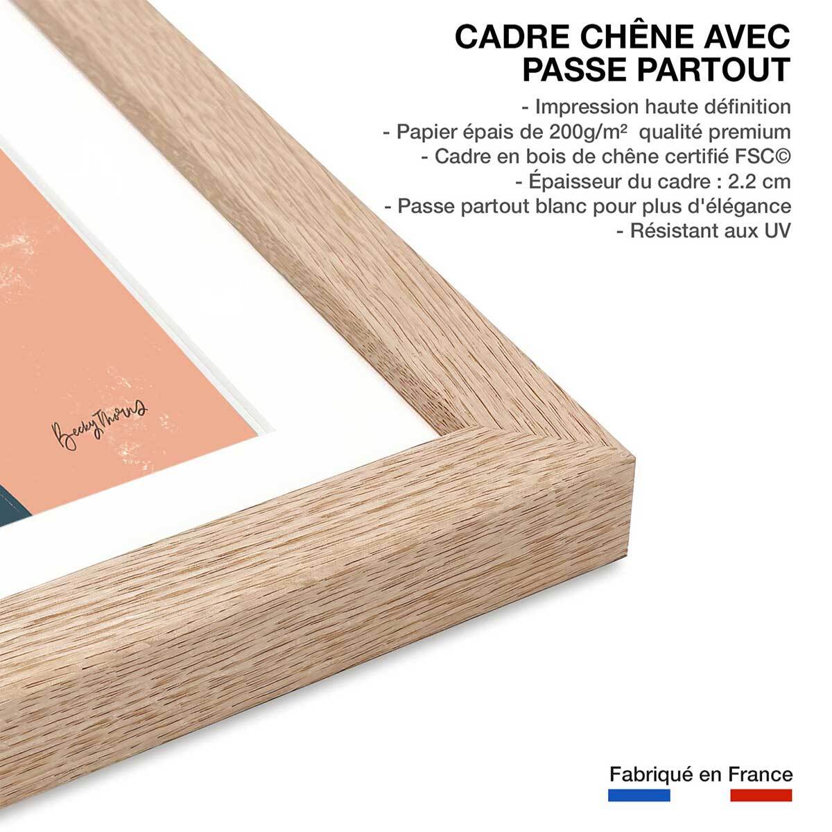 Affiche Couleurs du sud Affiche + cadre en bois - Chêne