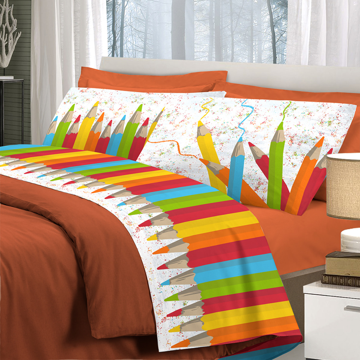 Completo letto matitoni arancio