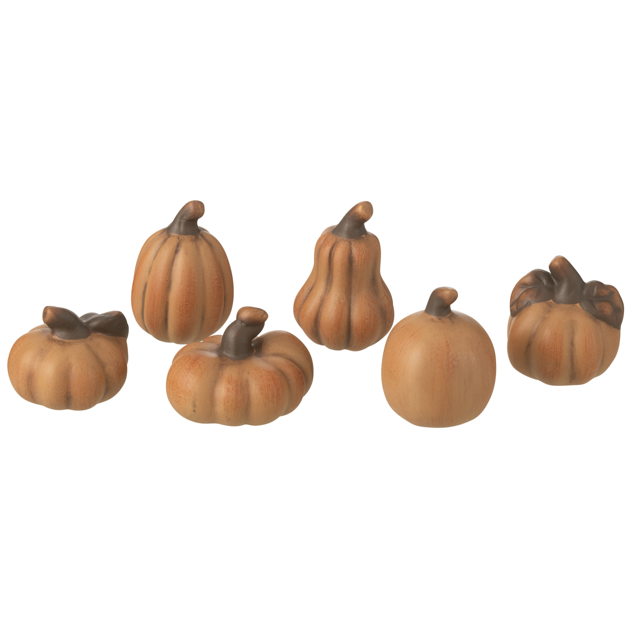 J-Line décoration Citrouille - porcelaine - marron - boîte de 6