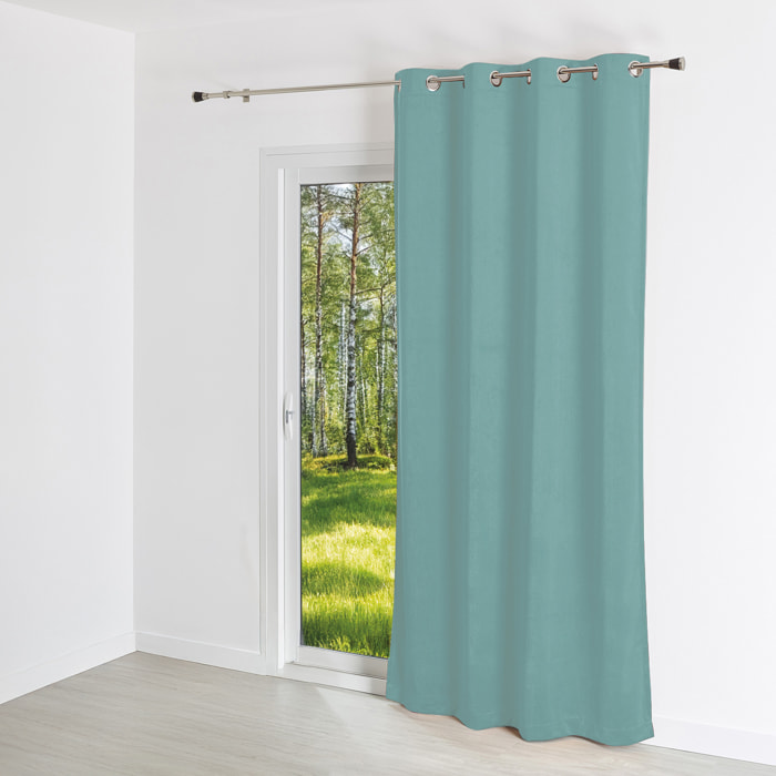 Rideau uni en suédine  - Effet daim et velours - Turquoise