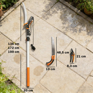 Élagueur télescopique 2 en 1 scie sécateur perche alu max. 2 m