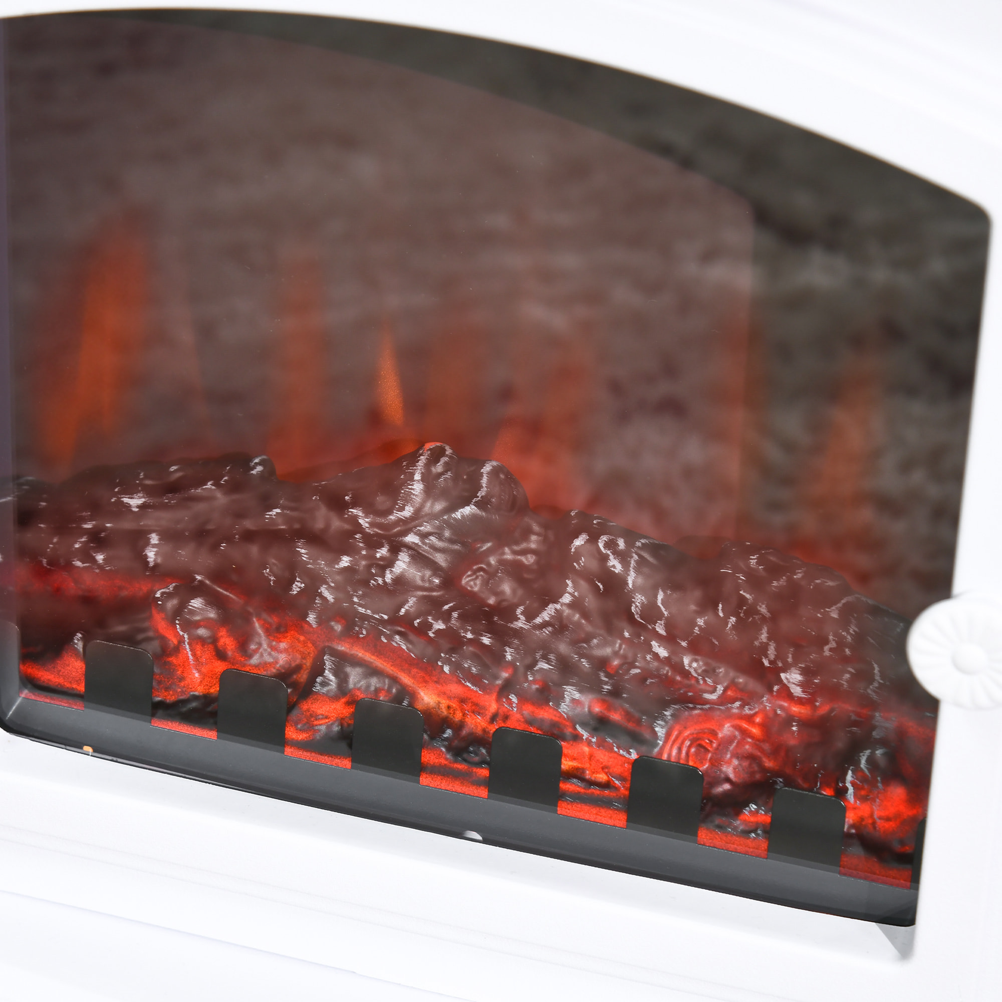 Chimenea Eléctrica Portátil 1000/2000W con Llama Simulada Termostato Ajustable y Protección Sobrecalentamiento para Salas de hasta 25m² 36,5x24x45,5 cm Blanco