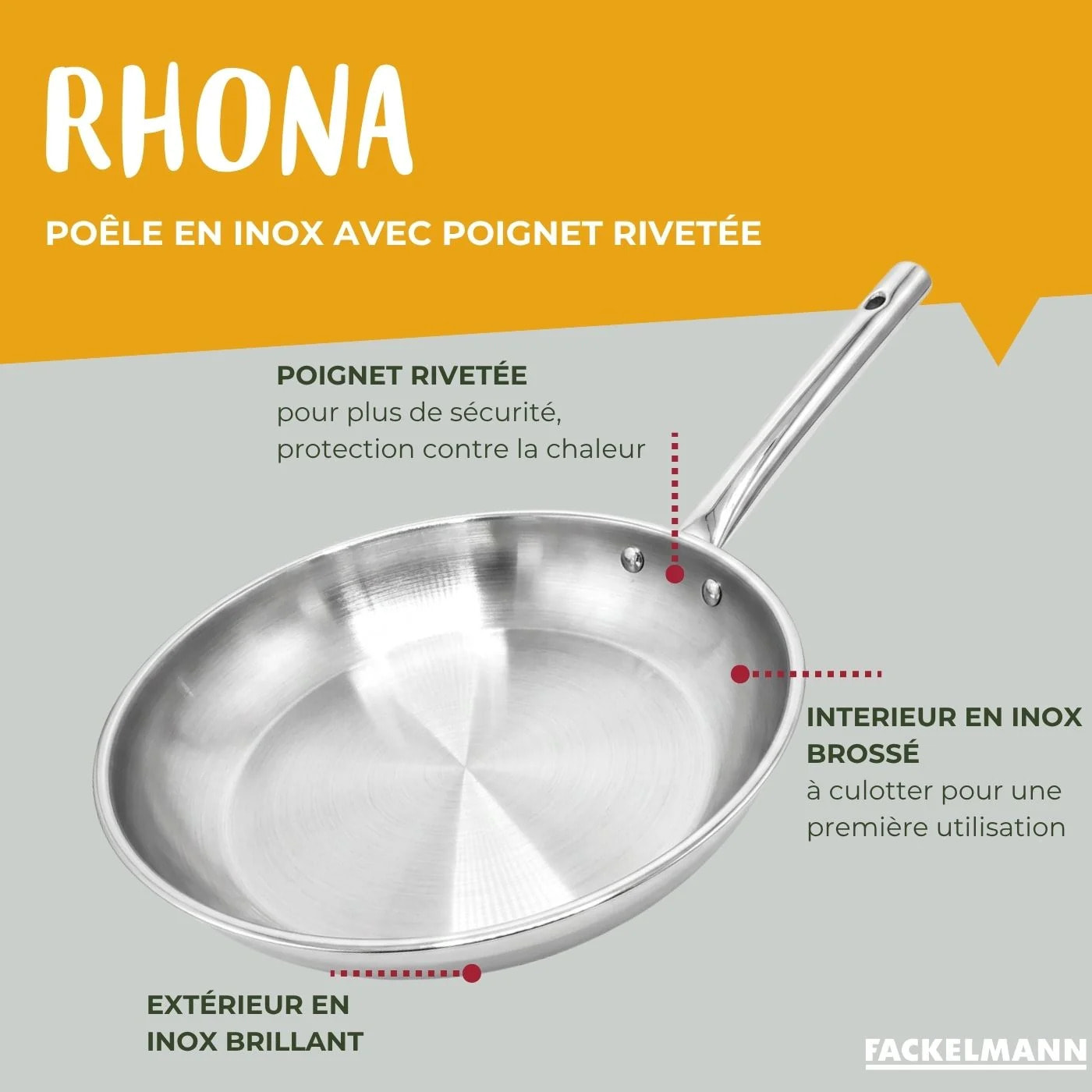 Lot de 2 poêles à frire et 2 couvercles en verre Fackelmann Rhona